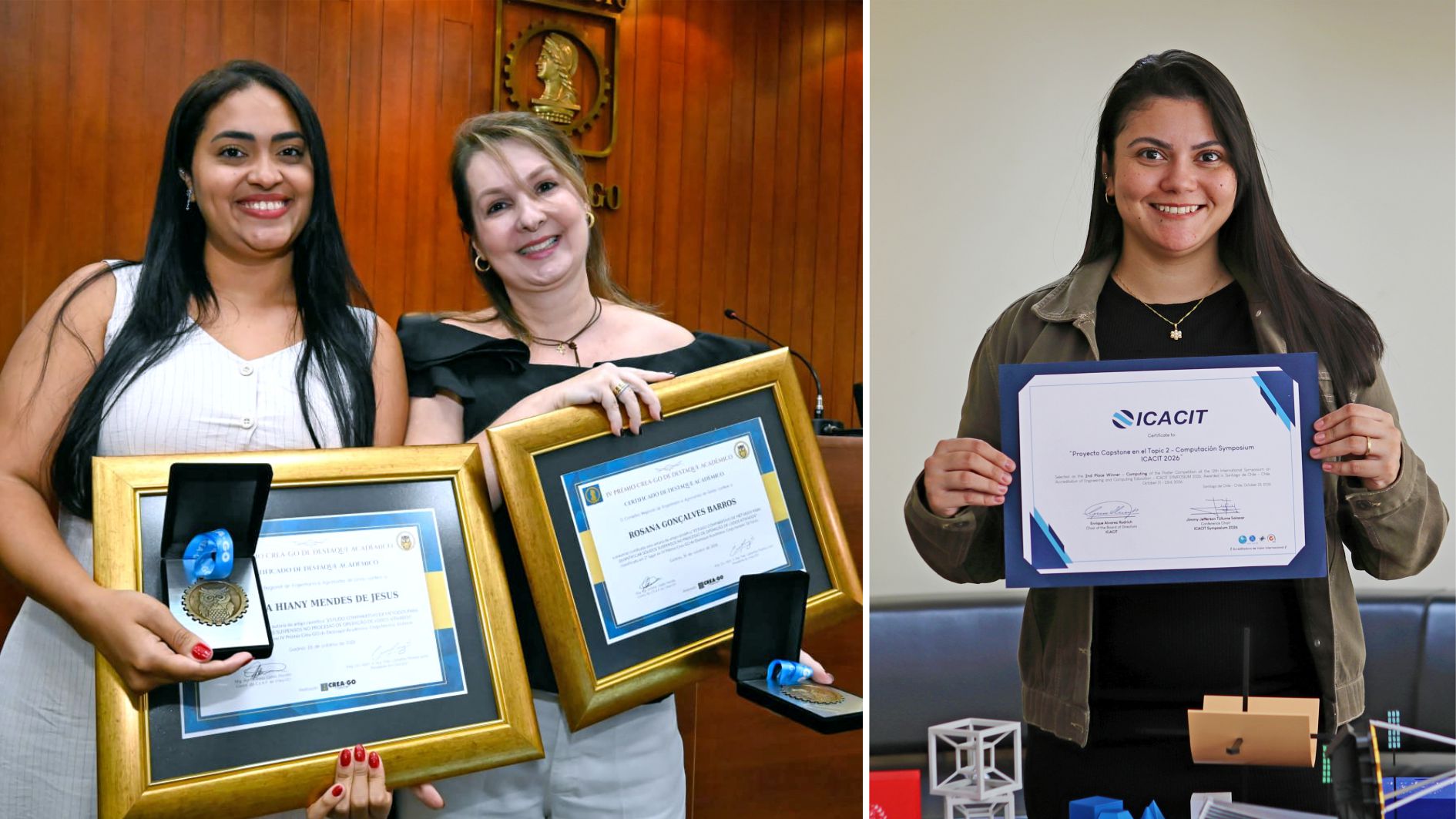 Na semana do tema Ciência Delas, alunas de Licenciatura em Matemática e de Engenharia Ambiental Sanitária do Câmpus Goiânia do IFG conquistam colocações em simpósio no Chile e no prêmio do Crea-GO.